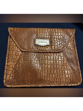 Liz Claiborne Brown Croc Embossed Faux Leather Clutch
